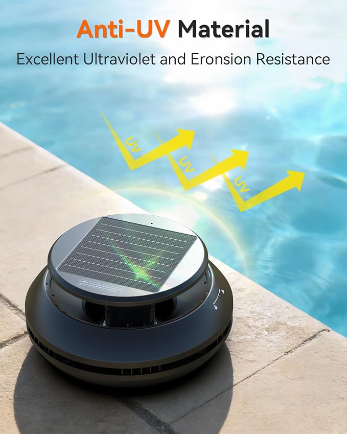 Y60 Cordless Solar Pool Skimmer - 2026 Automatic Robotic Pool Surface Cleaner with 360° All-Around Intake, Dual Charging, 12H Deep Cleaning for In-Ground & Above Ground Pools