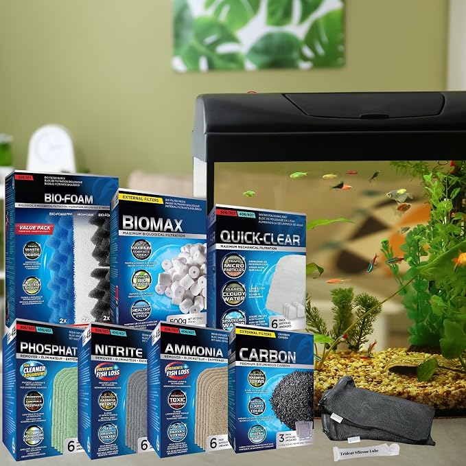 36 Pcs 306/307 Filter Media Canister Filter Maintenance & Replacement Filter Media Kit, Quick Clear, Carbon Bags (300g), Biomax (500g), Bio Foam, Phosphate-Ammonia-Nitrite Remover, Including Mesh Bags