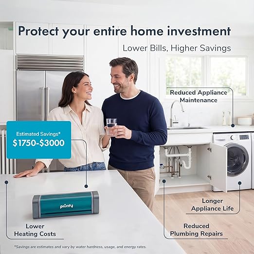 PIURIFY in-Line Whole House Electronic Water Descaler System | All Hardness Levels + Extreme Hard Water | UP to 15+ GPG / 250+ PPM | 168V High-Power | 5 x More Effective | Salt-Free | No Maintenance