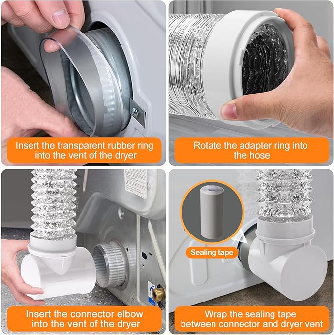Dryer Vent Hose For Tight Space,90 Degree Hose Elbow,Indoor Dryer Vent, Dryer Hose Vent Kit,Dryer Vent Connector Kit,Dryer Vent Duct, Dryer Vent Adapter, Dryer Vent Vacuum Hose Attachment