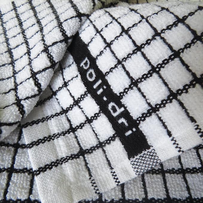 Samuel Lamont Poli Dri Tea Towels - Set of 3 100% Cotton 27.5 x 19 Inch (Black)