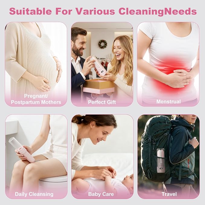Portable Bidet for Travel | Bathroom - Rechargeable Electric Bidet Sprayer with 3 Pressure | Waterproof for Ultimate Personal Hygiene Cleaning at Home Office and Camping
