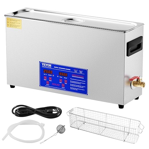 VEVOR 10L Sonic Gun Cleaner, 300W Professional Ultra Sonic Cleaning Machine with Timer & Heater, 40kHz Digital Sonic Cleaner with Basket for Gun Parts, Bullets, Military Supplies