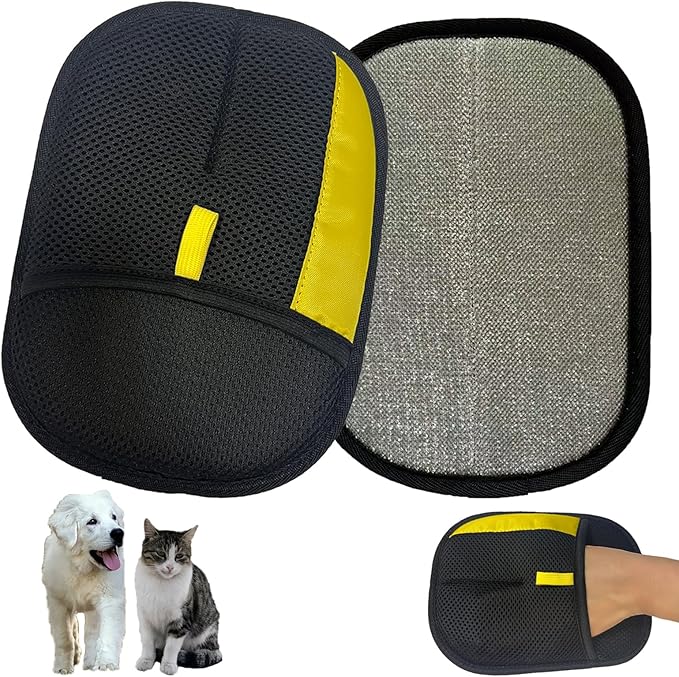 Pet Hair Removal Gloves for Cats Dogs, 2026 Upgraded Electrostatic Reusable Magic Cat Dog Fur Brush, Effortless Pet Hair Remover Mitt Tool for Furniture, Carpet, Clothes, Couch (1pcs-Black)