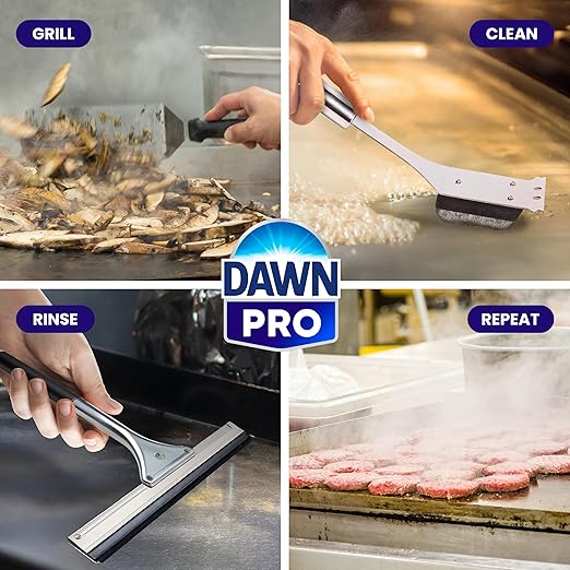 Dawn PRO Hi-Temp Grill and Griddle Cleaner, Commercial Grade, Bulk Liquid Bottles + 1 Spray Nozzle, 32 oz (Case of 6)