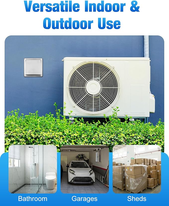 4" Dryer Vent Cover Outside with Stainless Steel Guard Metal Dryer Exhaust Vent Cap and Detachable Extended Pipe Vent Hood, Non-Return Flap with Sealing Gasket Grille, Easy Install
