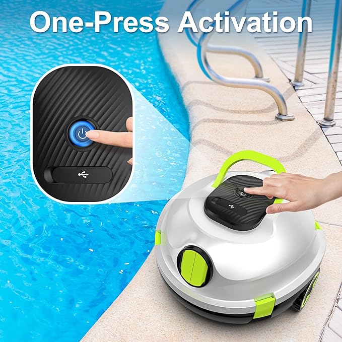 Y20 Robotic Pool Cleaner, Cordless Pool Vacuum for Above Ground & Inground Flat Pools with Dual Motors, 120 Min Runtime, Auto-Parking, Powerful Pool Vacuum Robot for Up to 1100 Sq.Ft
