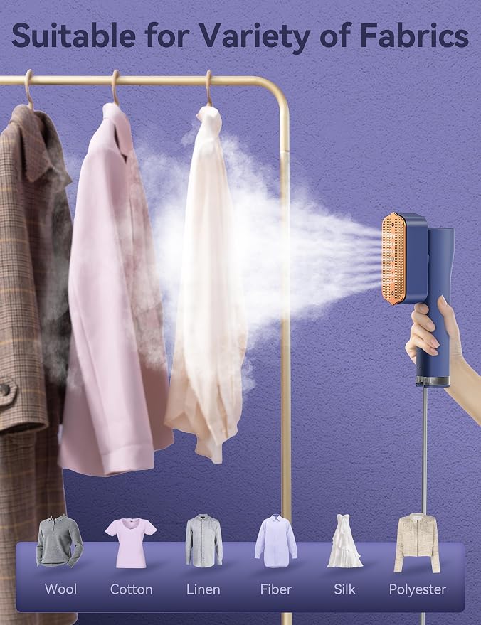 Steamer for Clothes,Sundu Portable 2-in-1 Travel Steamer&Iron,15s Fast Heat-up,100ml Water Tank,Ironing Gloves,25 Min Powerful Continuous Steam,1000W&4 Modes Light Steam Iron for Travel&Home(Blue)