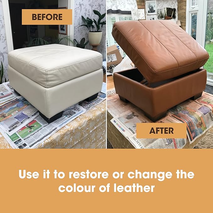 Furniture Clinic Leather Repair Paint | 2-in-1 Seal and Color | Use on Scratches, Tears, and Holes in Car Seats, Furniture | Quick and Easy Leather Repair Kit for Furniture (Light Grey, 50ml / 1.7oz)