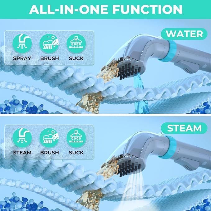 HAUSHOF Steam Carpet and Upholstery Cleaner, Include Spot & Stain Cleaner（US plug）, Medium, White, HH24016AE