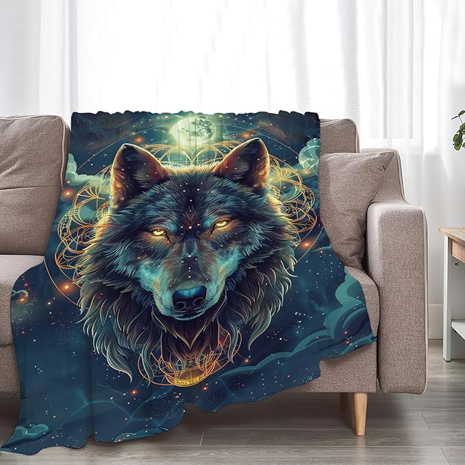Tijuboni Wolf Throw Blanket Wolf Gifts for Girls Boys Women Men Kids Adults Soft Flannel Fleece Blanket for Couch Sofa Bed Home Decor 50"x60"