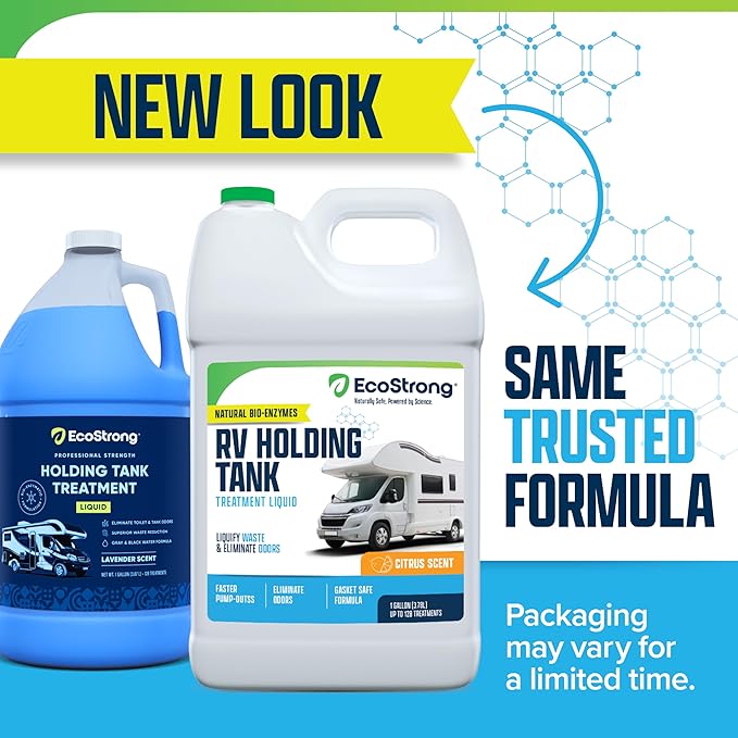 Eco Strong RV Toilet Treatment | RV Black Tank Treatment | RV Holding Tank Digestor, Odor Eliminator, and Cleaner | Perfect for Campers, RVs, Boats, 128 Treatments, Lavender