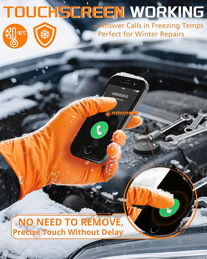 nitroshield 9mil Heavy Duty Disposable Nitrile Gloves,Orange Large 800Pcs -Chemical Resistant, Latex Powder Free Rubber Gloves Diamond Texture for Automotive, Mechanics, Cooking,BBQ, Industrial Use