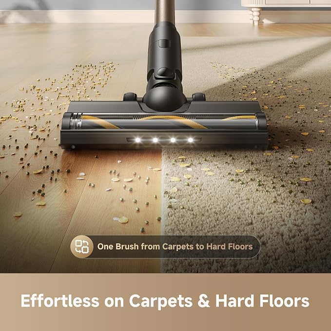 DREAME R10S Cordless Stick Vacuum with 180° Bendable Rod, Reaches Deep Under Beds & Furniture, 25000Pa Powerful Suction, Up to 45-Minute Runtime, LED Headlight, for Hard Floors & Carpet