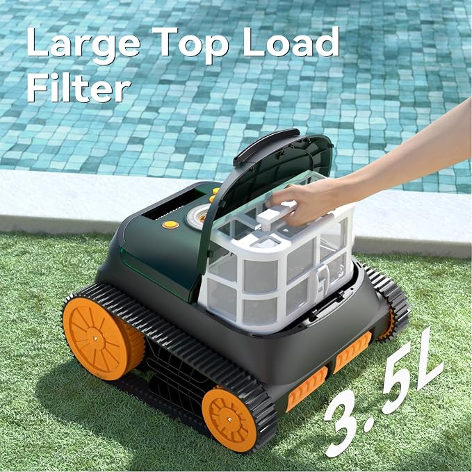 (2026 Upgrade) CliBot CB-5 Cordless Robotic Pool Cleaner, with 210 Mins Runtime, Wall & Waterline Cleaning, Smart Navigation, 5550 GPH Suction, Pool Vacuum for Inground Pools up to 3000 Sq. Ft., Green