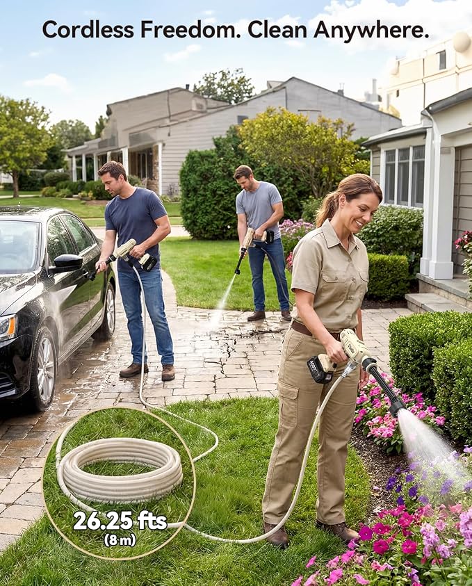 TaskStar Cordless Pressure Washer with Brushless Motor, 2× 4000mAh Batteries, Handheld Portable Pressure Washer