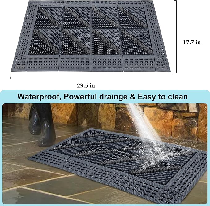 Heavy Duty Boot Scraper Mat 29.5x17.7 Inch | Heavy duty all weather shoe scrubber, scrapes mud, sand and snow, ideal for porch, garden and outdoor entryways