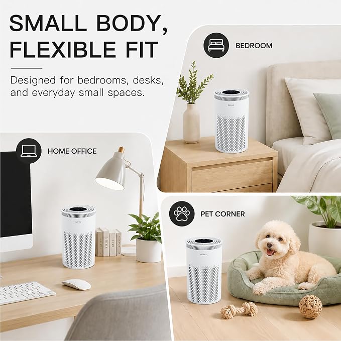 Azeus C8 True HEPA Air Purifier, 5-Stage Filtration, 360° Air Intake, Ultra-Quiet, Ideal for Large Rooms and Pet Owners, Ozone-Free (Medium)