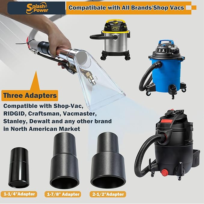 Universal Fit Any Brand‘s Shop Vac Extractor Hose Kit Better Attachment Wet/Dry Vacuum Adapters for Carpet Cleaning Upholstery & Auto Car Detailing