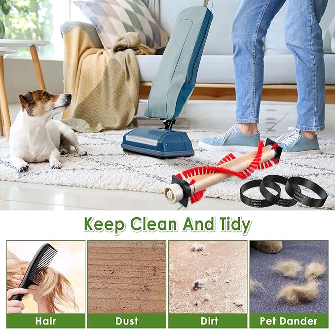 Landhoow Vacuum Brush Roller Replacement Parts with 3 Pcs Vacuum Belt Compatible with Oreck XL, Cleaner Belt Compatible with 0300604, Upright Replacement Parts for House and Office Clean