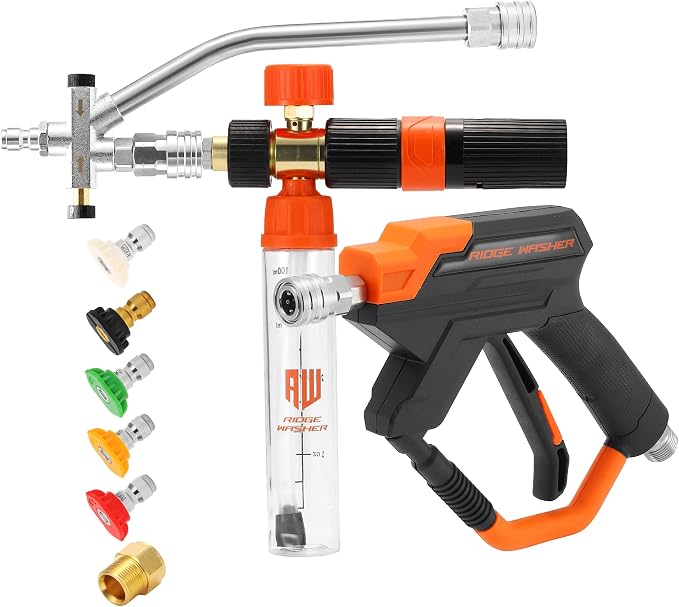 RIDGE WASHER Mini Foam Cannon Gun with Dual Connector, No Dilution Required, Pressure Washer Gun for Foam Blaster, 1/4" Quick Connect, 4000 PSI, 100 ML