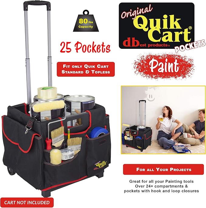 dbest Quik Cart Pockets, Black, Unisex, 20-Pocket Caddy for Easy Organization and Storage