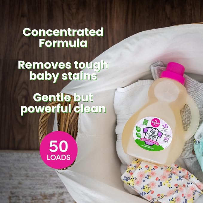 Dapple Baby Laundry Detergent, Powered by Plants, Concentrated, Hypoallergenic, Lavender, Stain Remover, 50 Fl Oz (2 Pack)