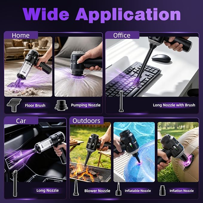 Wansimoo Handheld Car Vacuum Cleaner,25000PA Strong Cyclonic Suction Mini Vacuum Portable Cordless with Digital Display and One Touch Dust Removal for Car, Home, Office, Kitchen (Silver)