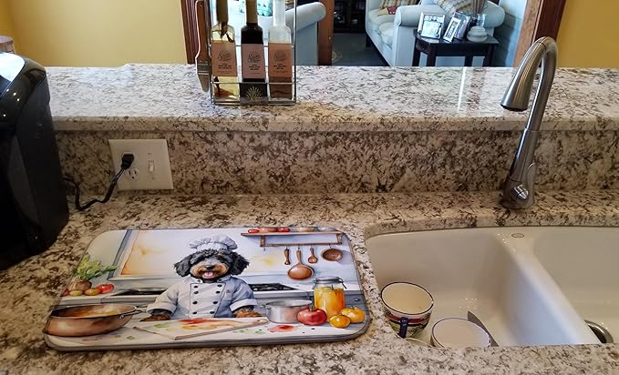 Caroline's Treasures DAC6205DDM Bernedoodle The Chef Dish Drying Mat Absorbent Dish Drying Mat Pad for Kitchen Counter Dish Drainer Mat for Countertop, 14 x 21", Multicolor