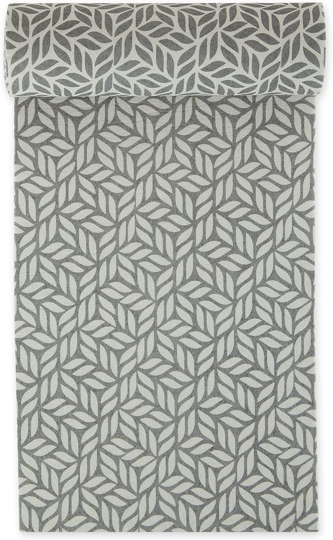 DII Fridge & Shelf Liner Collection Non-Adhesive, Cut to fit, Machine Washable, 12x20, Gray Abstract Leaf, 2 Piece