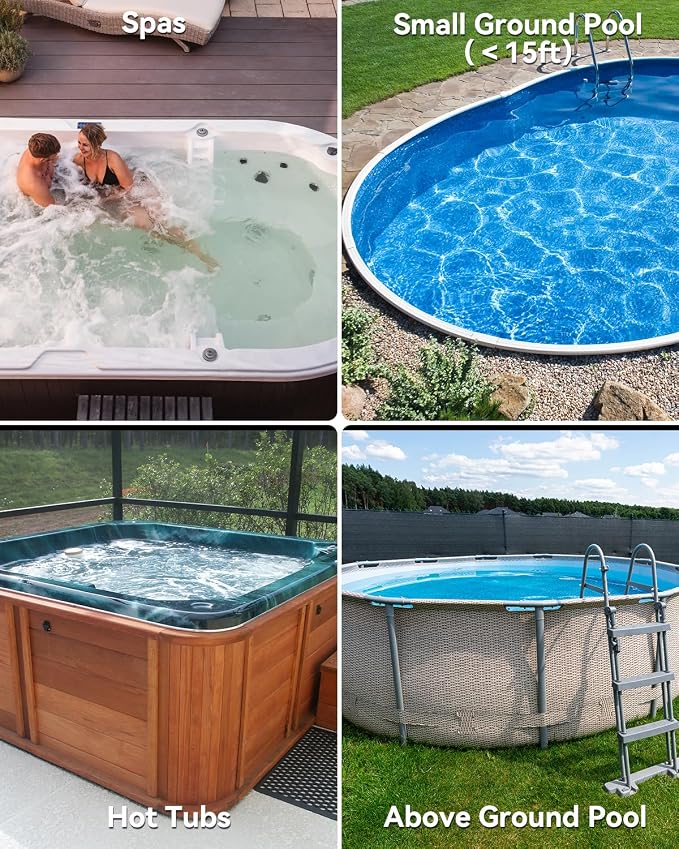Handheld Pool Vacuum Cordless, 36.8Kpa Rechargeable Hot Tub Vacuum with 60Min Runtime, Spa Vacuum & 300/500 Mesh Filter Bags for Above Ground Pool, Spa & Hot Tub, Gray
