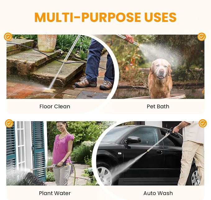 Jet Nozzle for Garden Hose, High Pressure Washer Hose Nozzle, Power Washer Wand with 2 Different Nozzles /1