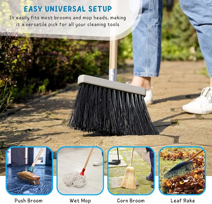 KeFanta Push Broom Handle with Metal Threaded End, 57'' Wooden Stick Pole for Home and Commercial Floor Cleaning, 1" Diameter Heavy Duty Handle for Broom and Mops, Pack of 10