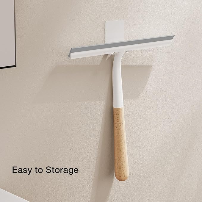 Silicone Shower Squeegee for Glass & Doors, Diveotree Multi-Purpose Squeegee for Bathroom Shower/Windows/Glass/Door, Heavy Duty Scrubber for Car Windshield Cleaning (White, 2pack)