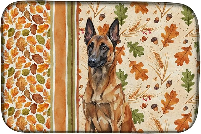 Caroline's Treasures Mahogany Belgian Malinois Heirloom Fall Dish Drying Mat Absorbent Dish Drying Mat Pad for Kitchen Counter Dish Drainer Mat for Countertop, 14 x 21", Multicolor