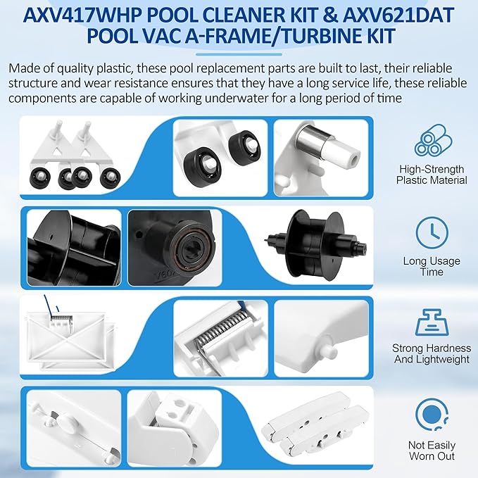 ChangTa AXV417WHP Pool Cleaner Pod Kit & AXV621DAT Pool Cleaner Parts Compatible with Hayward Navigator Arneson Pool Vac Plus Ultra Pools Cleaner, A-Frame and Pod Combo Tune-Up Kit Turbine Bearing