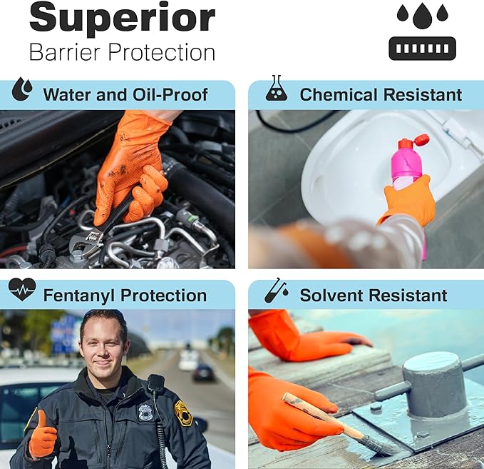 Raxwell Nitrile Disposable Gloves - Puncture-Resistant Work Gloves - Diamond Grip for Food Prep, Cleaning & Cooking