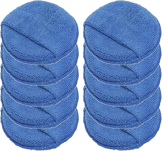 Compatible for 2/5/10Pcs 5-inches Microfiber Wax Applicator Pad Ultra Soft Car Polishing Sponge with Finger Pocket(Blue 10Pcs)