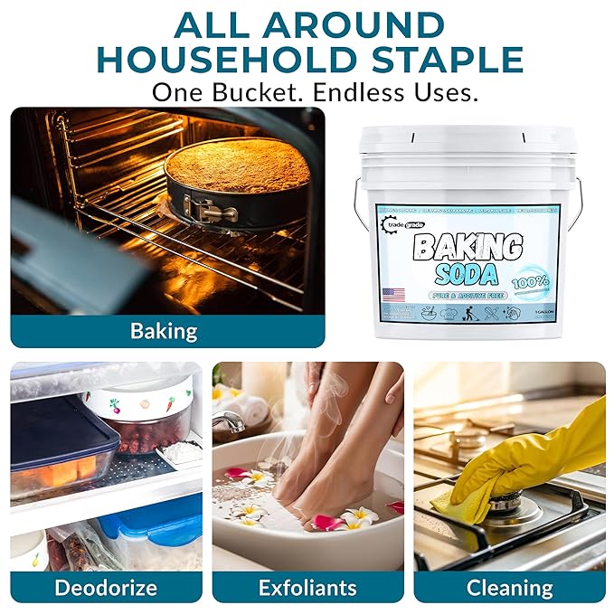TradeGrade Pure Baking Soda Powder (1 Gallon) Food-Grade Sodium Bicarbonate Powder for Cooking, Cleaning & Deodorizing