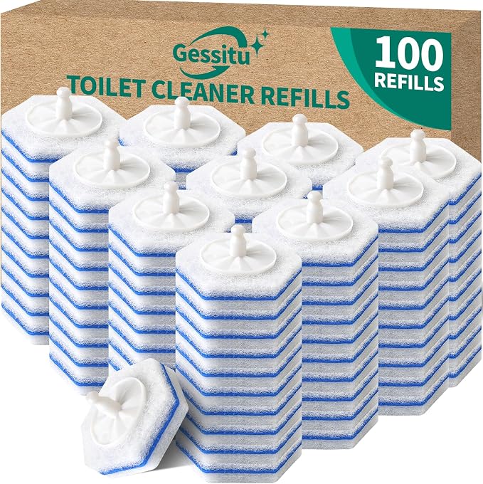 100 Count Toilet Bowl Wand Refills,Disposable Toilet Brush Heads,Cleaner Refill Pads Compatible with Clorox,No Falling Apart,Bathroom Cleaning,Unscented