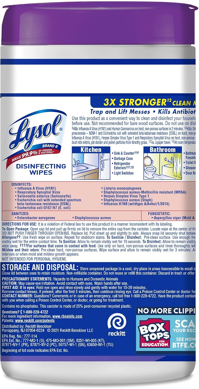 Lysol Disinfectant Wipes, Multi-Surface Antibacterial Cleaning Wipes, Dorm Room Essentials for Disinfecting and Cleaning, Early Morning Breeze, 80 Count (Pack of 6)