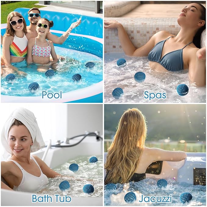 Hot Tub Scum Absorber, Spa & Pool Scum Eliminating Balls,Hot Tub Scum Balls,Scum Sponge for Spa Hot Tub, Hot Tub Accessories, Oil Absorbing Sponge for Hot Tub Skimmer (Green-6 Pack)