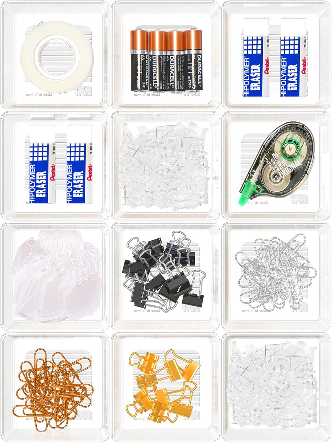 Simple Houseware Clear Drawer Organizer for Office Bin Desk Storage, 3.25"x 3.25", 12 Packs