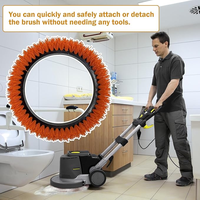 237047 Orbiter Orange Scrub Brush for ORB550MC Orbiter Floor Machine, Heavy-Duty Brush, 12” Diameter,(2 Pack)