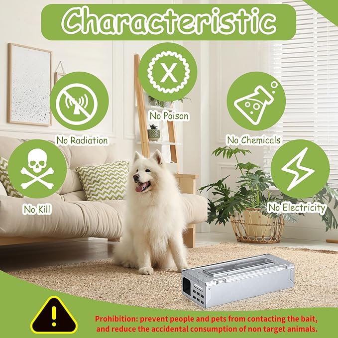 Qualirey 6 Pack Multi Catch Mice Trap Clear Top Humanized Mouse Trap Rodent for Indoor Outdoor Rat Control Pet and Security (4.5 Inch,Silver)