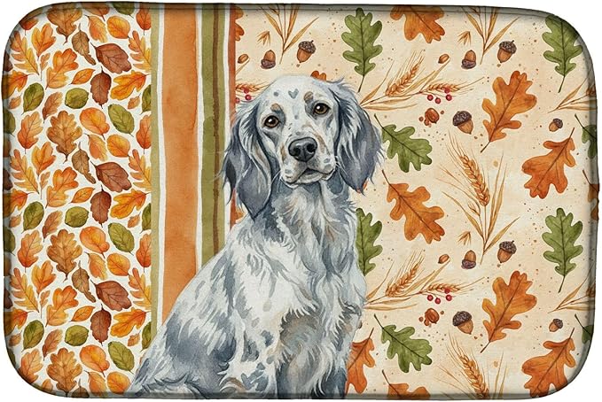 Caroline's Treasures Blue Belton English Setter Heirloom Fall Dish Drying Mat Absorbent Dish Drying Mat Pad for Kitchen Counter Dish Drainer Mat for Countertop, 14 x 21", Multicolor