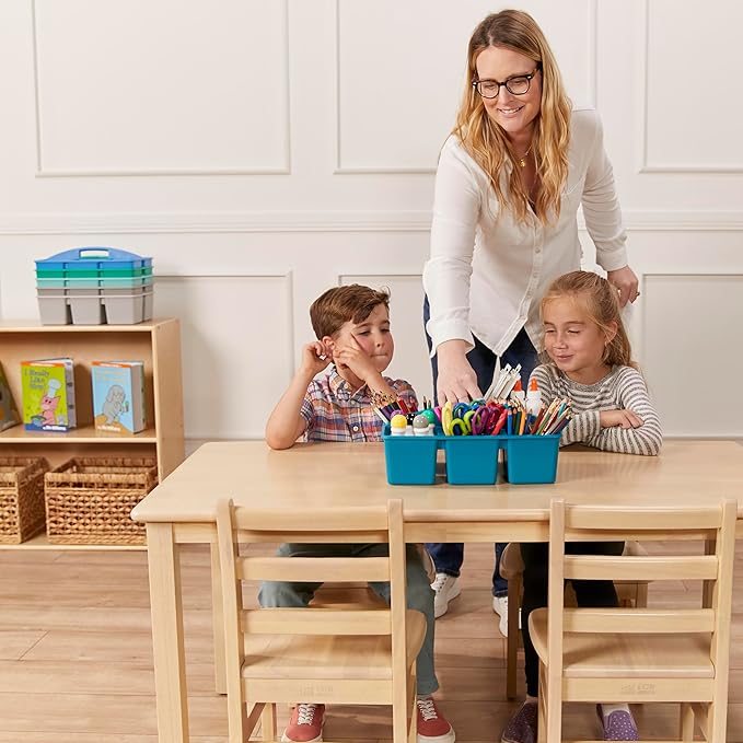 ECR4Kids 6-Compartment Large Plastic Caddy, Multipurpose Organization, Contemporary, 6-Pack