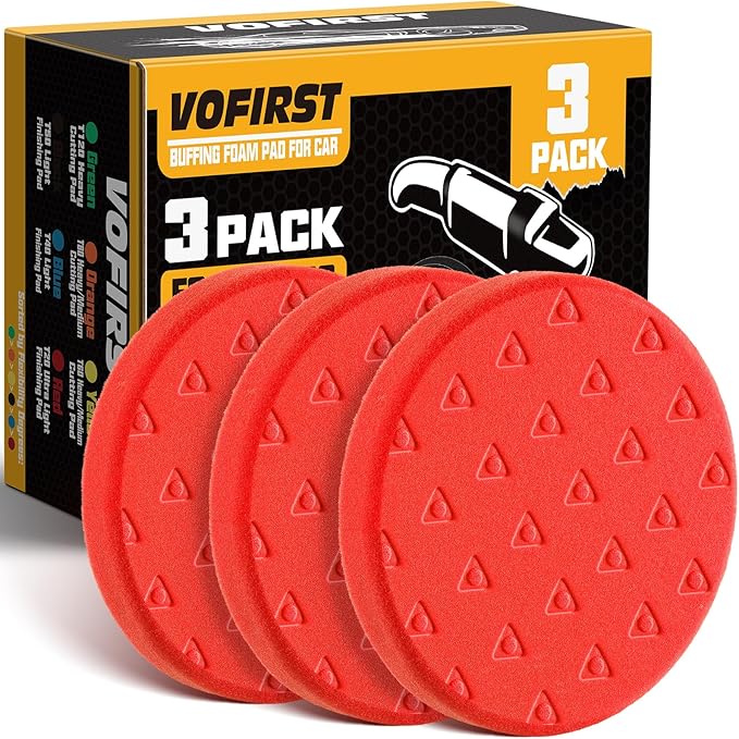 3 Pcs Buffing Pads, Red Finish Polishing Pad, 5.5 Inch Face for 5 Inch 125mm Backing Plate Compound for Car Buffer Polisher Compounding, Polishing & Waxing