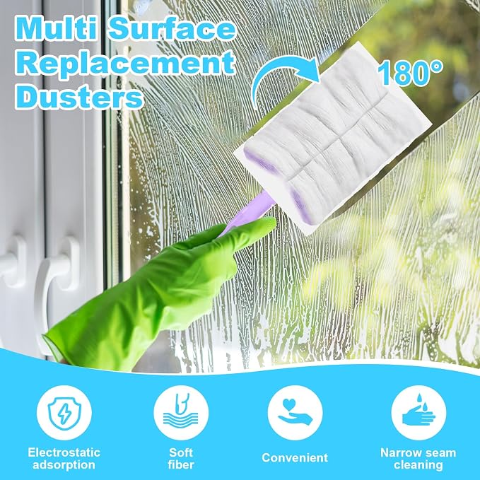 Mimorou 100 Pcs Disposable Dusters Refills Bulk Heavy Duty 180° Multi Surface Replacement Dusters for Cleaning Ceiling Fan with Microfibers Unscented (Modern Colors)