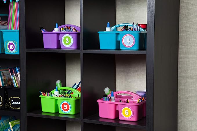 Teacher Created Resources Teal Portable Plastic Storage Caddy 6-Pack for Classrooms, Kids Room, and Office Organization, 3 Compartment